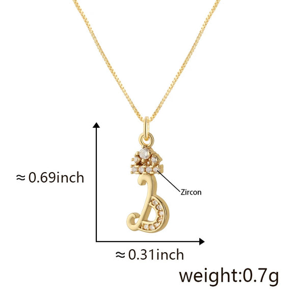 Wholesale Copper Pendant Necklace With Sweet Style And Electroplated Inlaid Zircon Letter Pattern