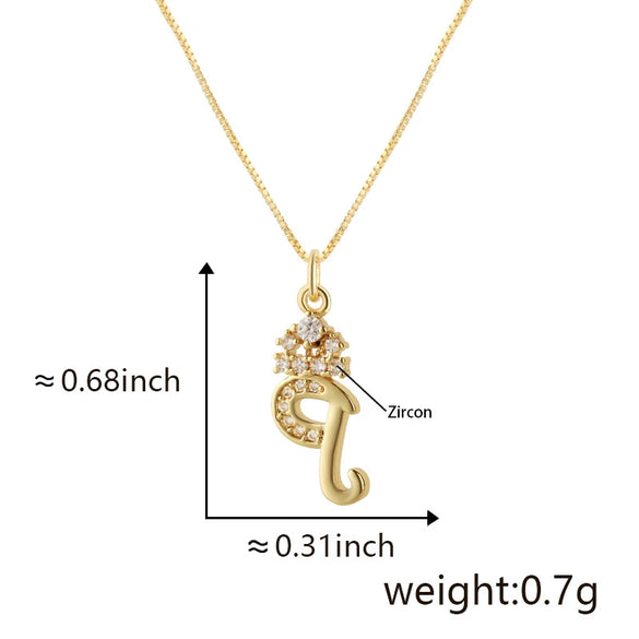 Wholesale Copper Pendant Necklace With Sweet Style And Electroplated Inlaid Zircon Letter Pattern