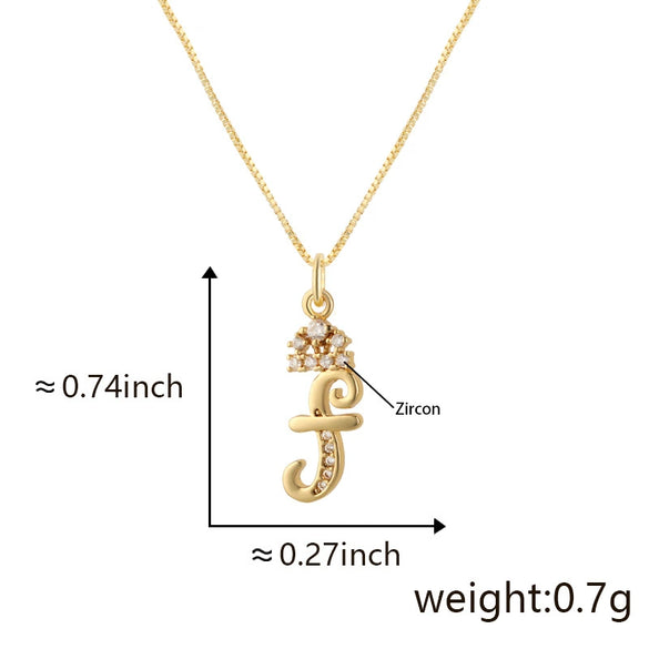 Wholesale Copper Pendant Necklace With Sweet Style And Electroplated Inlaid Zircon Letter Pattern