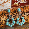 Wholesale Copper Plated Ancient Silver Turquoise Geometric Earrings For Ladies