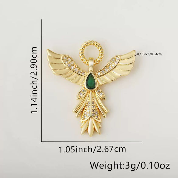 Wholesale Copper Plated Angel Wings Pendant Necklace With Microinlaid Zircon And Geometric Design