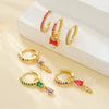 Wholesale Copper Plated Gold Drop Shape Zirconia Mini Diamond Combination Puncture Cartilage Earrings For Women