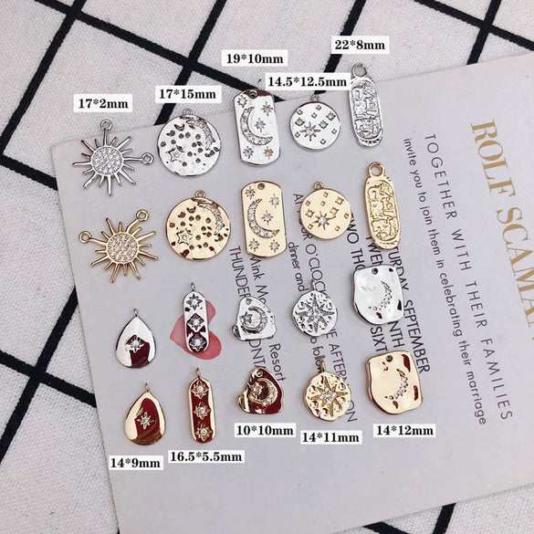 Wholesale Copper Plated Jewelry Accessories With Stars Moon Starburst Zircon For Necklace Pendant And Earrings