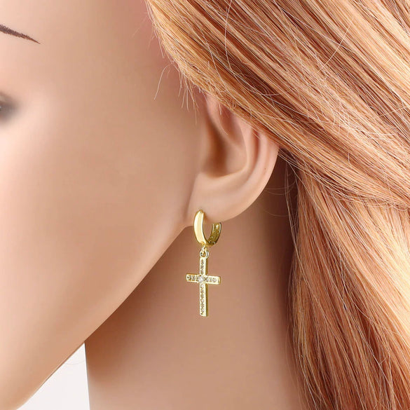 Wholesale Copper Plated 18K Geometric Cross Women's Earrings