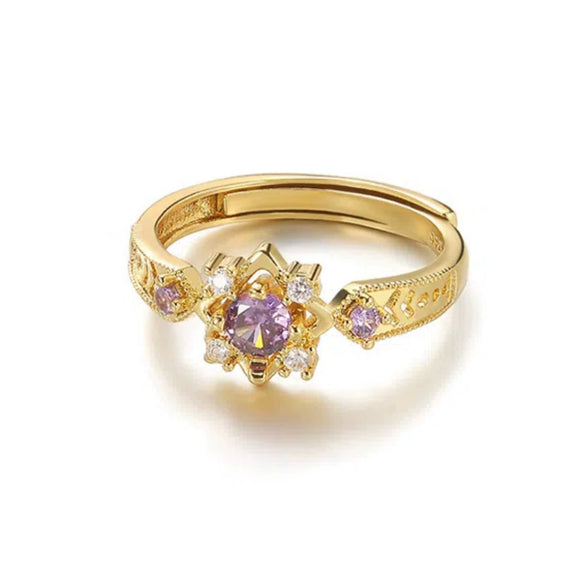 Wholesale Copper Plated 18K Gold Color Zircon Wave Leaf Ring Jewelry Luxury Simple Ins Style Electroplating Process