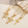 Wholesale Copper Plated 18K Gold Geometric Cross Pendant Necklace For Women Simple Style