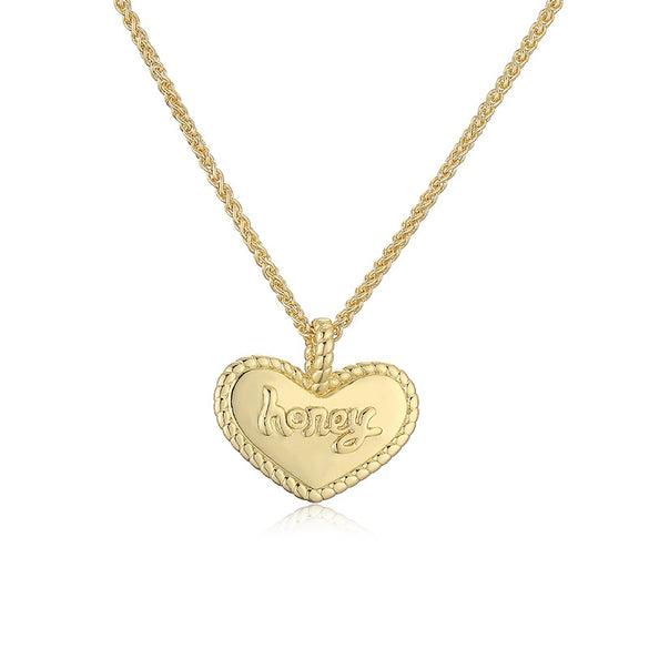 Wholesale Copper Plated 18K Gold Heart Shape Oil Dripping Cherry Blossom Petal O Word Chain Necklace For Women