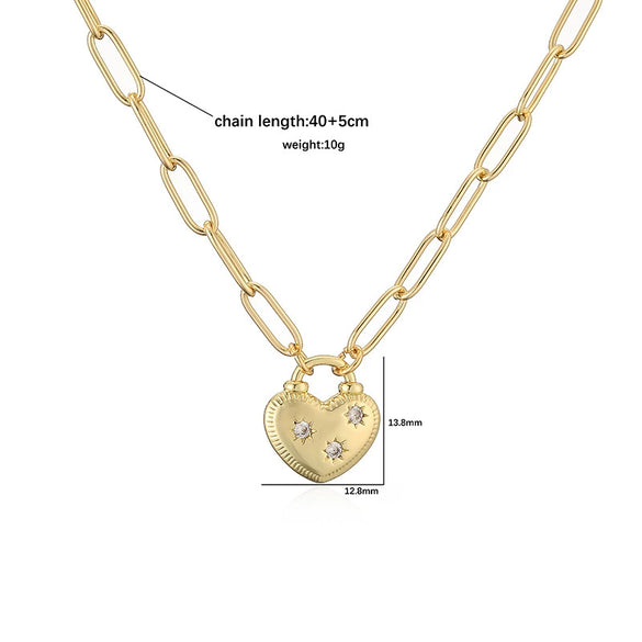 Wholesale Copper Plated 18K Gold Heart Shape Oil Dripping Cherry Blossom Petal O Word Chain Necklace For Women