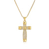 Wholesale Copper Plated 18K Gold Zircon Geometric Cross Pendant Necklace For Women Simple Retro Style