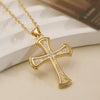 Wholesale Copper Plated 18K Gold Zircon Geometric Cross Pendant Necklace For Women