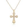 Wholesale Copper Plated 18K Gold Zircon Geometric Cross Pendant Necklace For Women