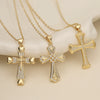 Wholesale Copper Plated 18K Gold Zircon Geometric Cross Pendant Necklace For Women