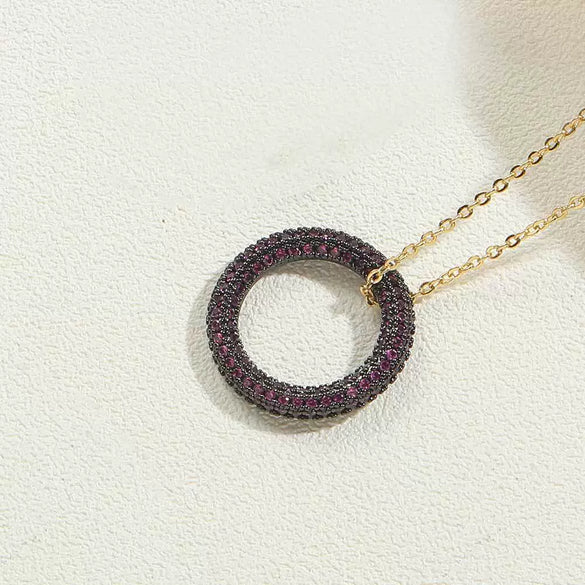 Wholesale Copper Plated 14K Gold Zircon Geometric Pendant Necklace With Ochain For Women
