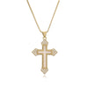 Wholesale Copper Plated 18K Gold Zircon White Shellfish Geometric Cross Pendant Necklace For Women Minimalist Style