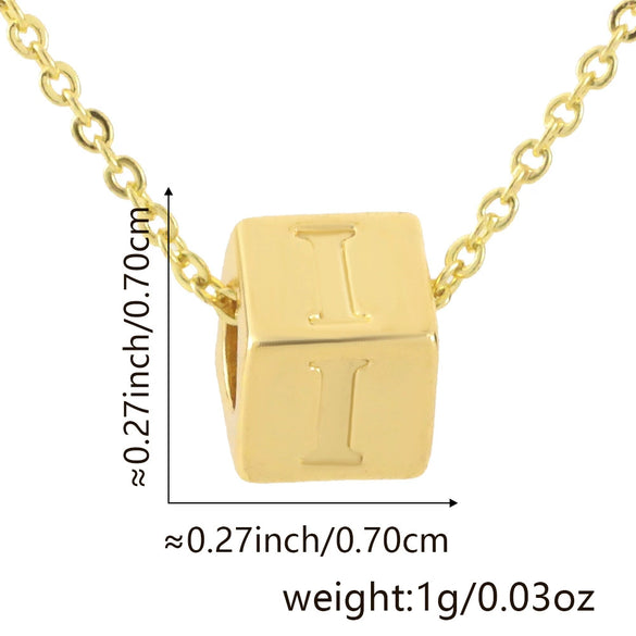 Wholesale Copper Plated Letter Pendant Beaded Simple Necklace Accessories