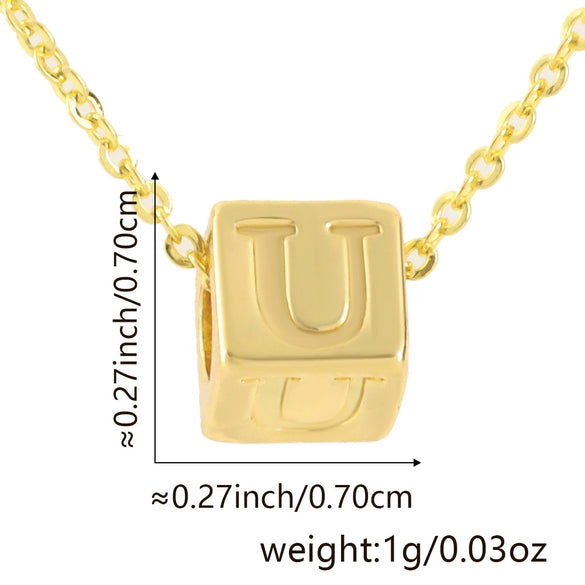 Wholesale Copper Plated Letter Pendant Beaded Simple Necklace Accessories