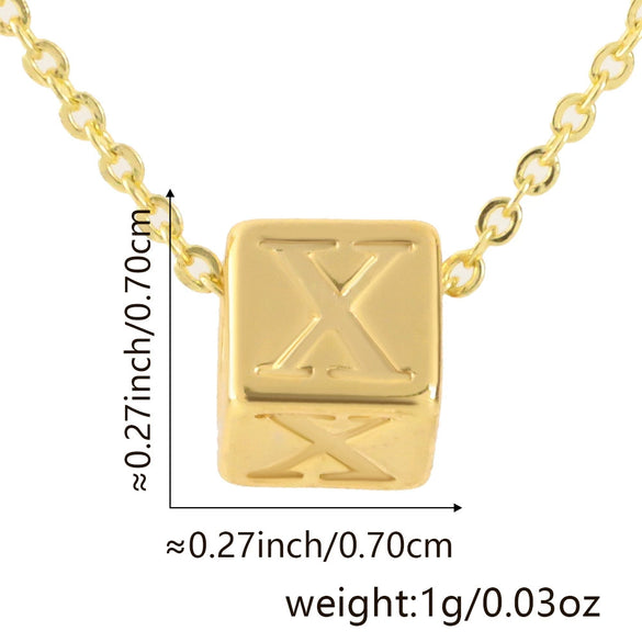 Wholesale Copper Plated Letter Pendant Beaded Simple Necklace Accessories