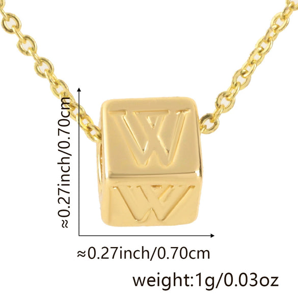 Wholesale Copper Plated Letter Pendant Beaded Simple Necklace Accessories