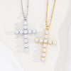 Wholesale Copper Plated Real Gold Cross Beaded Geometric Design Necklace