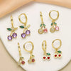 Wholesale Copper Plated Real Gold Fruit Cherry Earrings For Women