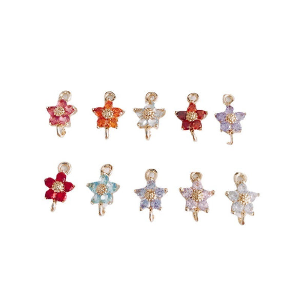 Wholesale Copper Plated Real Gold Hollow Flower Zircon Earrings Jewelry Accessories