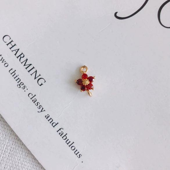 Wholesale Copper Plated Real Gold Hollow Flower Zircon Earrings Jewelry Accessories