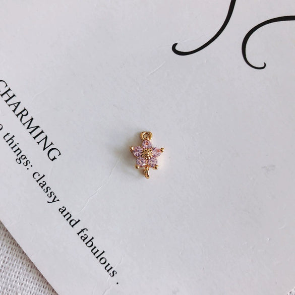 Wholesale Copper Plated Real Gold Hollow Flower Zircon Earrings Jewelry Accessories