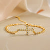 Wholesale Copper Plated Real Gold Zircon Cross Bracelet For Women With Micro Inlay Geometric Pattern Cuban Chain