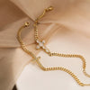 Wholesale Copper Plated Real Gold Zircon Cross Bracelet For Women With Micro Inlay Geometric Pattern Cuban Chain
