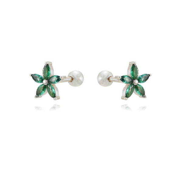 Wholesale Copper Plated Real Gold Zircon Flower Geometric Earrings For Women