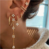 Wholesale Copper Plated Real Gold Zircon Flower Geometric Earrings For Women