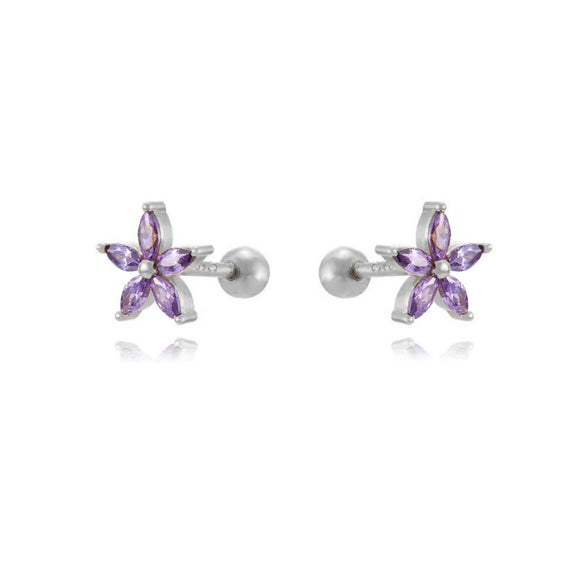Wholesale Copper Plated Real Gold Zircon Flower Geometric Earrings For Women