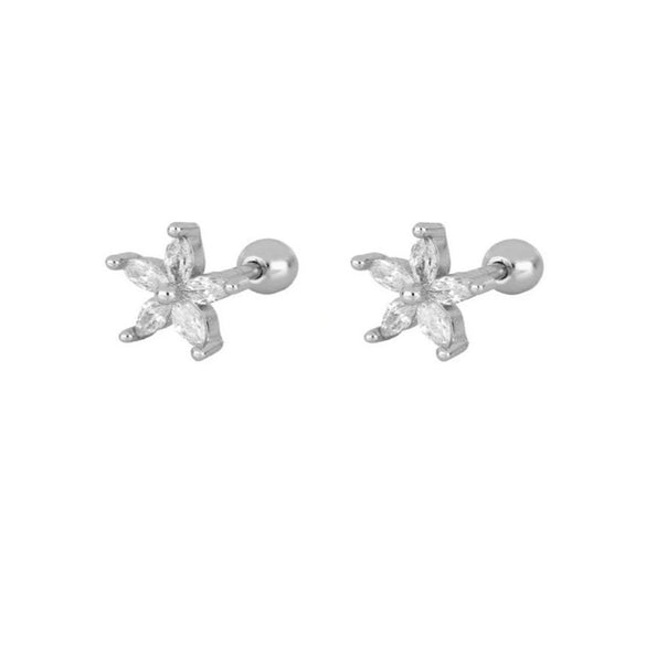 Wholesale Copper Plated Real Gold Zircon Flower Geometric Earrings For Women