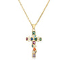 Wholesale Copper Plated Real Gold Zircon Geometric Pendant Necklace For Women