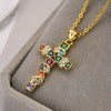 Wholesale Copper Plated Real Gold Zircon Geometric Pendant Necklace For Women