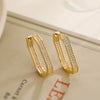 Wholesale Copper Plated Real Gold Zircon Geometric Retro Earrings