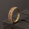 Wholesale Copper Real Gold Plated Micro Inlaid Zircon Diamond Ring Geometric Pattern Couple Ring