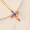 Wholesale Copper Retro Cross Pendant Necklace With Oildropping Design For Women