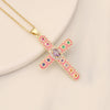 Wholesale Copper Retro Cross Pendant Necklace With Oildropping Design For Women