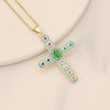 Wholesale Copper Retro Cross Pendant Necklace With Oildropping Design For Women