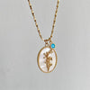 Wholesale Copper Retro Flower Oval Pendant Necklace