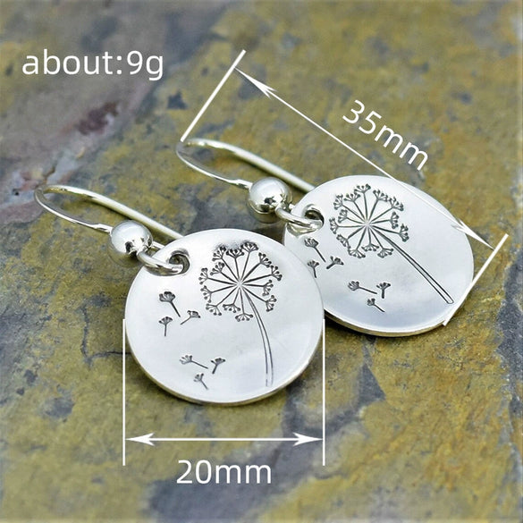 Wholesale Copper Retro Round Dandelion Geometric Style Electroplated Women's Earrings