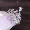 Wholesale Copper Ring For Women Dropshaped Feather Leaf Pattern Set With Zirconia