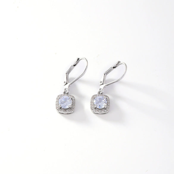 Wholesale Copper Round Zircon Inlay Women's Simple Fashion Light Luxury Highend Temperament Colorful Earrings