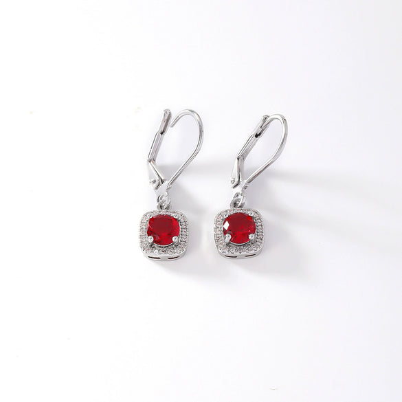 Wholesale Copper Round Zircon Inlay Women's Simple Fashion Light Luxury Highend Temperament Colorful Earrings