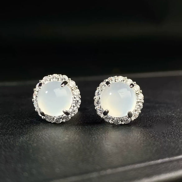 Wholesale Copper S925 Chalcedony Women's Fashion Geometric Electroplated Earrings