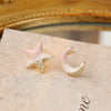 Wholesale Copper S925 Silver Needle Geometric Oil Dripping Star Moon Earrings For Women Electroplated
