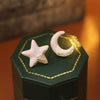 Wholesale Copper S925 Silver Needle Geometric Oil Dripping Star Moon Earrings For Women Electroplated