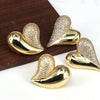 Wholesale Copper Semiinlaid Zirconium Heartshaped Retro Geometric Earrings For Women