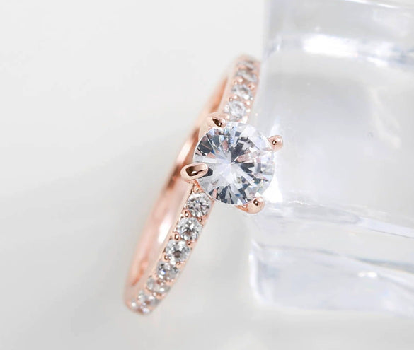 Wholesale Copper Silver Microinlaid Zircon Minimalist Geometric Fourclaw Ring